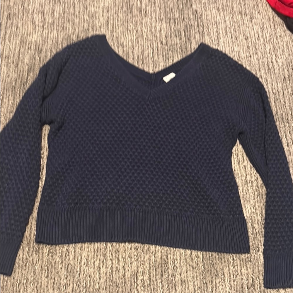 A New Day Blue V-Neck Sweater Cozy Knit
